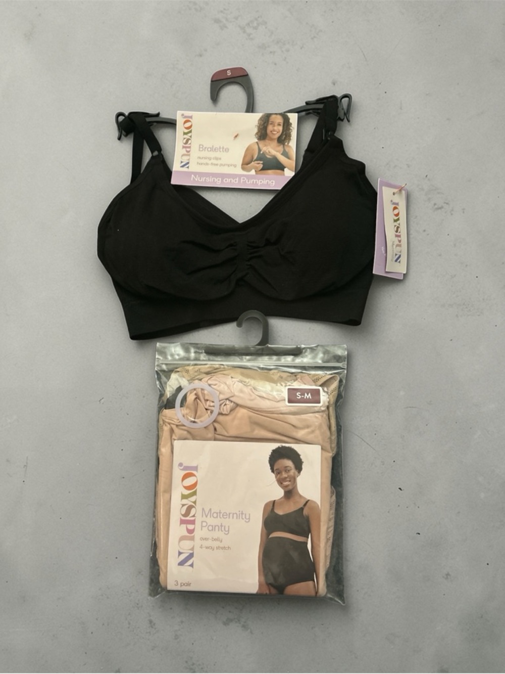 Joyspun Black Nursing & Pumping Bralette with Nude Maternity Panty Set